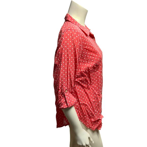 Talbots 1X Pink Polka Dot Button-Down Shirt - Excellent Condition - Picture 2 of 10